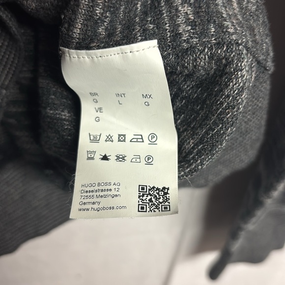 Bosd Hugo Boss Men’s Grey charcoal V-neck Sweater Cotton Blend Size Large - Picture 3 of 10